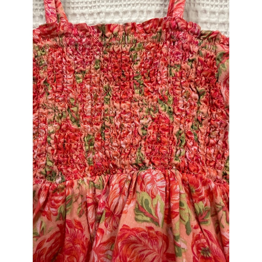 Haute Hippie Floral Dress Kids 3T Pink Excellent Smocked Tiered Boho Rose Event - Picture 3 of 6